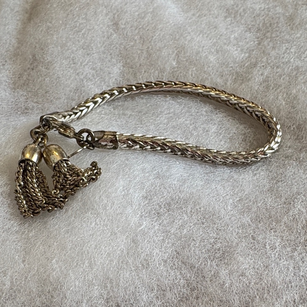 Premier Silver Braided Bracelet with Tassels